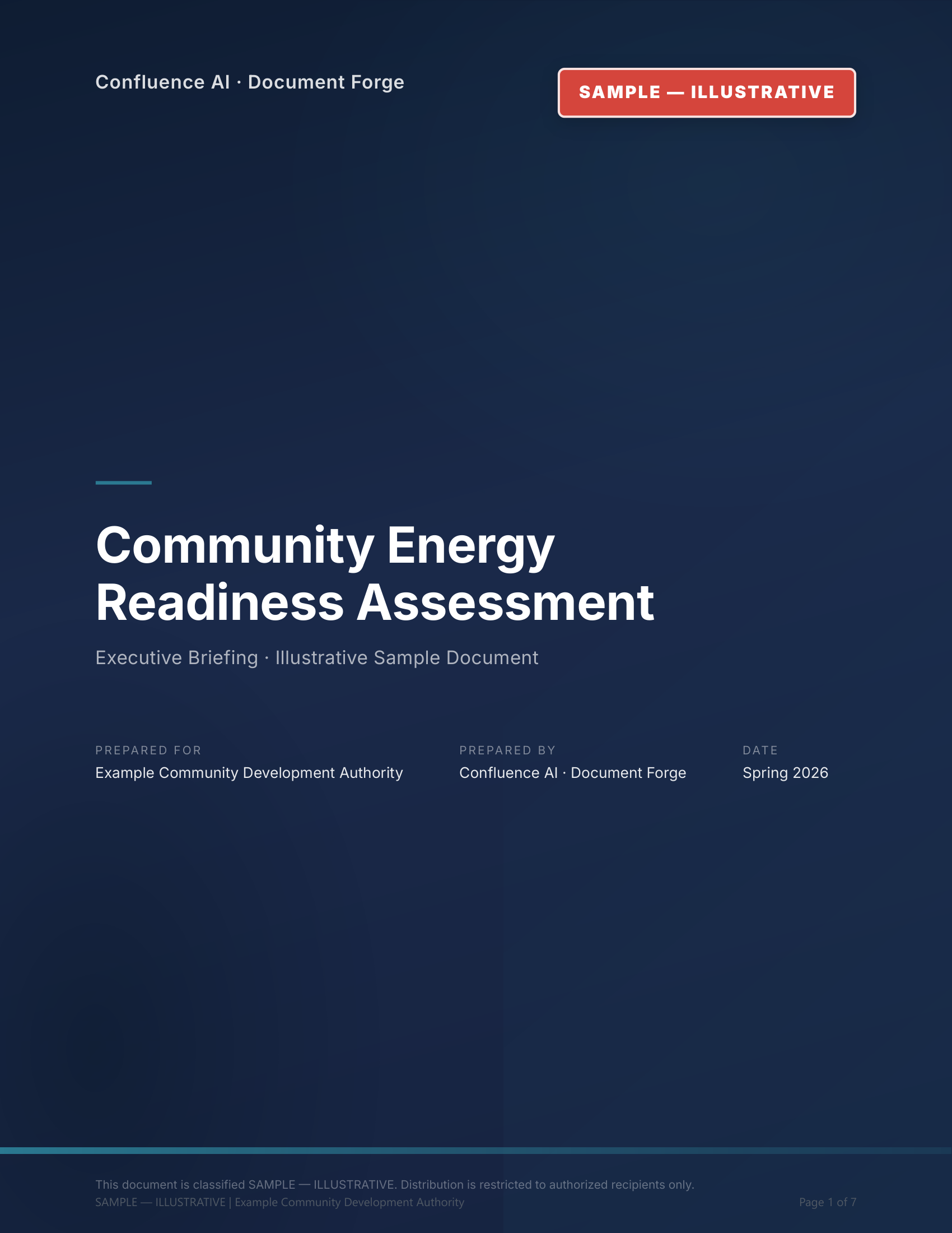 Sample executive readiness briefing cover for a fictional Indigenous community