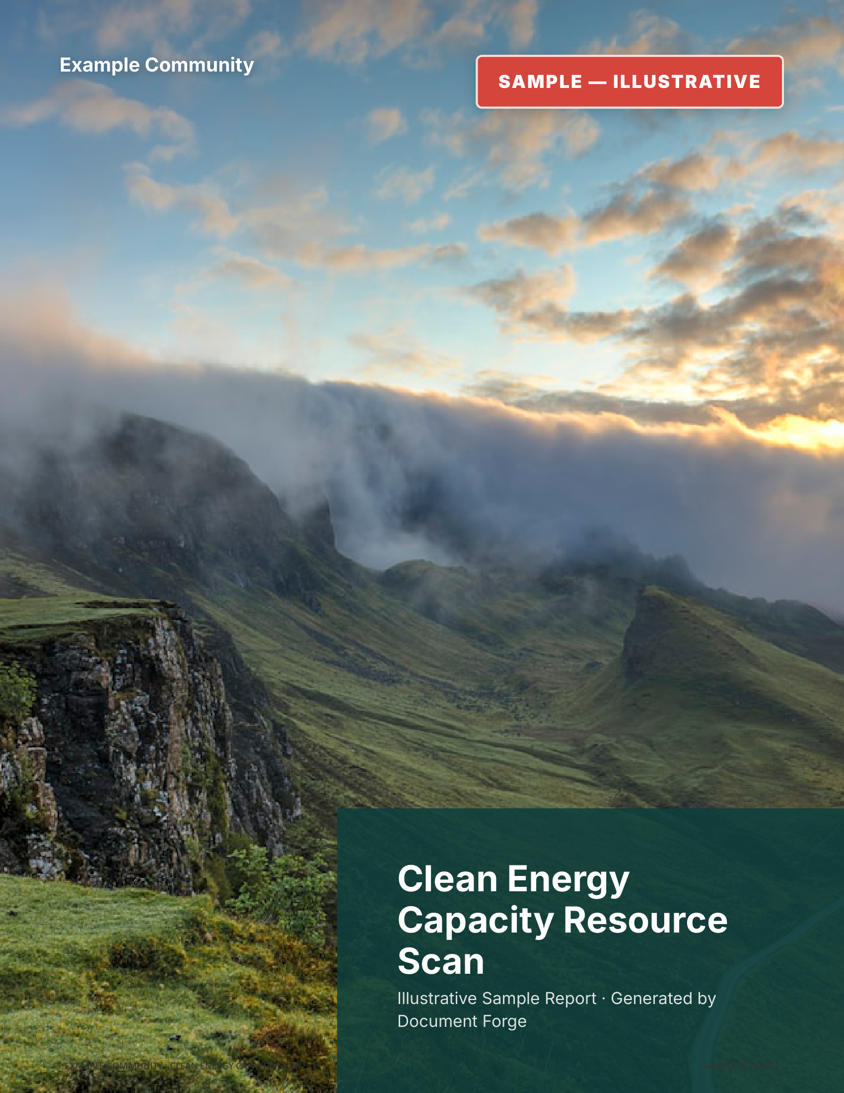 Sample clean energy capacity resource scan report cover for a fictional Indigenous community